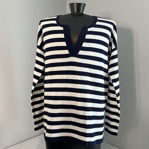 Jones New York Striped Sweater Navy/White w/Green Accent Color Womens Size Small